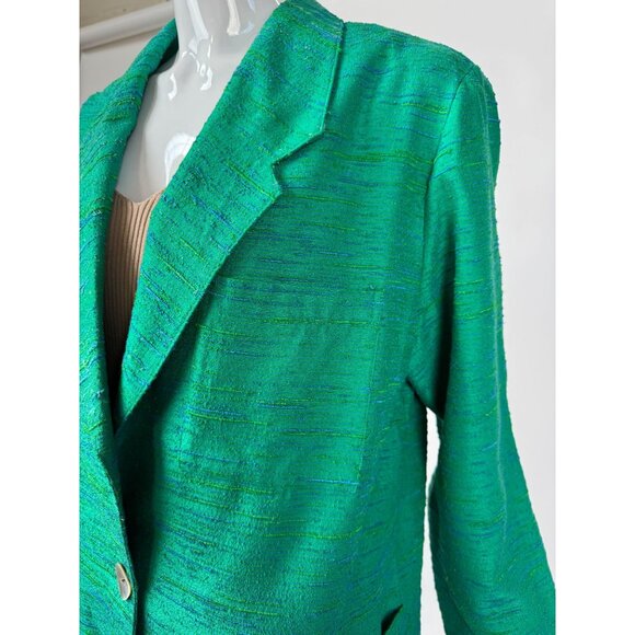 Vintage Green Designer Textured Blazer With Single Button & Pockets Sz XL - Picture 13 of 16
